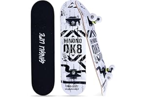 GINGILI LIFE Skateboards for Beginners Kids Boys Girls and Adults,31''x8'', 7-Layer Maple, Double Kick Concave, Fascinating Cool, Solid&Durable
