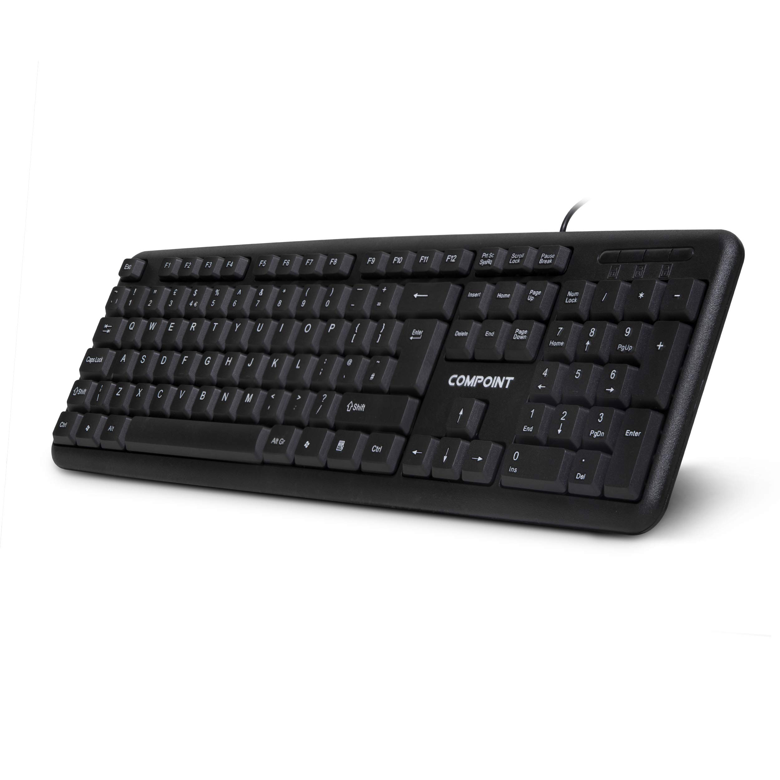 Compoint CP-K9014 Modern Wired USB Keyboard for PC & Laptop, Black, 19 Keys, Ambidextrous, Everyday Use