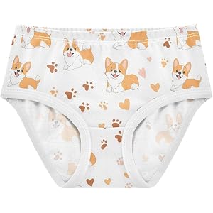 Gbjiemia Cartoon Corgi Girls Underwear Toddler Underwear Girls Cotton Panties for Girl Toddler Little Size 2-8Y