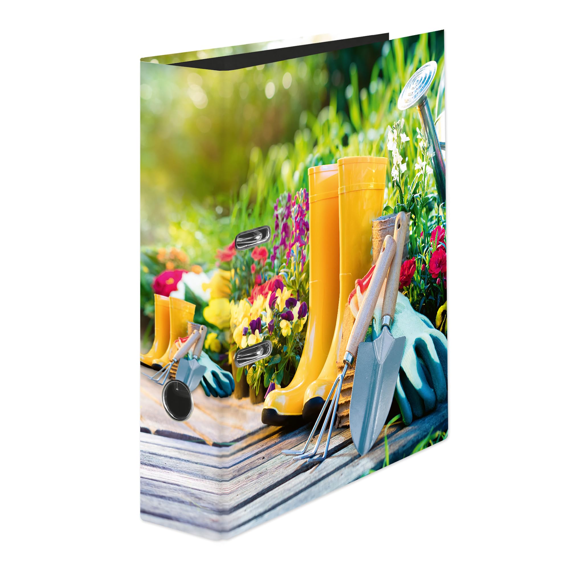 Original Falken Garden Motif Folder, Made in Germany, 8 cm Wide, DIN A4 Ring Binder, Letter Folder, Office Folder, Plastic Folder, Motif Folder