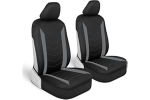 Motor Trend SpillGuard Seat Covers for Cars Trucks SUV – Gray Seat Covers with Waterproof Neoprene Lining, Automotive Car Seat Covers for Front Seats Only, Forros Para Asientos de Carro