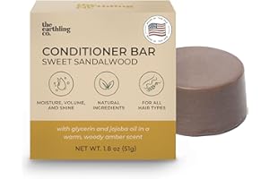 The Earthling Co. Conditioner Bar - Promote Hair Growth, Strengthen & Moisturize All Hair Types - Paraben & Sulfate Free formula with Natural Ingredients for Dry Hair (Sweet Sandalwood, 1.8 oz)