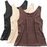 Wantschun Womens Silk Satin Tank Tops Summer Fall Tank Shirt Round Neck Sleeveless Blouse Camisole