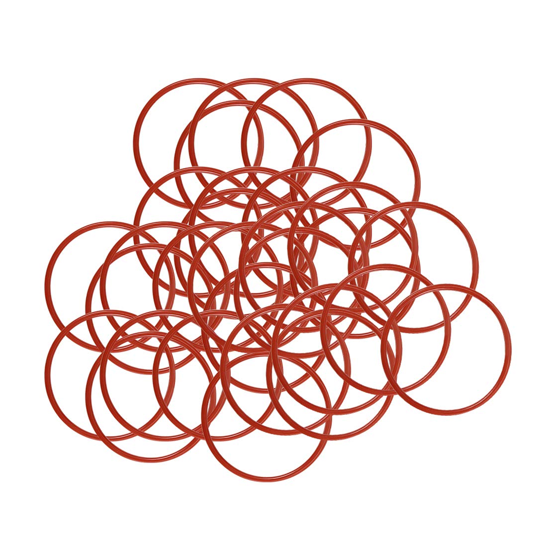 sourcing map Silicone O-Ring, 28mm OD, 25mm ID, 1.5mm Width, VMQ Seal Rings Gasket, Red, Pack of 30