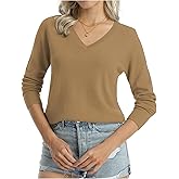 QUALFORT Women's 100% Cotton Sweater Midweight Long Sleeve Soft Knit Pullover Sweater 2026 Fall Winter Tops
