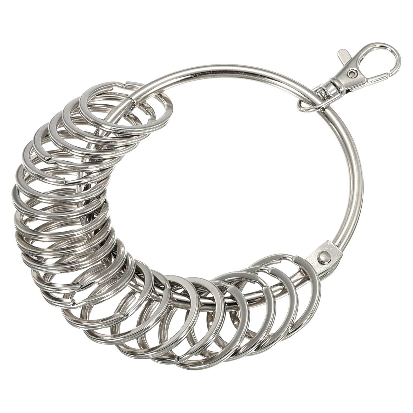 PATIKIL 3.4 Inch Dia Key Organizer Keychain, 1pcs Key Management Holder with 20 Keys Rings for Office, Silver