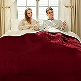 VELLUBAM King Size Electric Blanket 100" x 90" - Soft Flannel Sherpa Heated Blanket with Dual Control, 5 Heating Levels & 10 Hours Auto Off, King Heating Blanket with ETL ertification (Red)