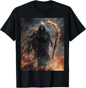 Mythical Grim Reaper with Burning Sickle T-Shirt