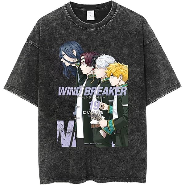 Wind Breaker Washed Vintage T-Shirt Anime Merch Casual Short