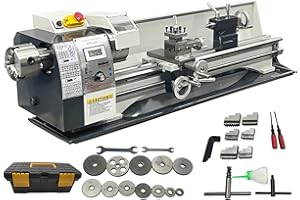 INTBUYING Mini Metal Lathe 8"x31" Double Chuck Mini Lathe Benchtop Lathe Metal Turning Lathe Machine 2500 RPM Infinitely Vari