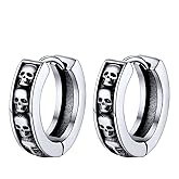 Chunky Hoop Earrings for Men Women, Skull/Infinity Pattern, Spike/Cuban Links 4 Design Options, Black/18K Gold Plated 316L Stainless Steel, Lightweight Earrings, Come Gift Box