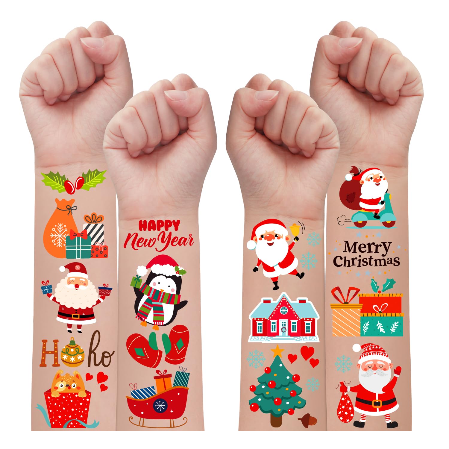 Leesgel Christmas Tattoos for Kids, 112 Sheets Temporary Tattoos, Christmas Stickers for Children Xmas Decorations, Christmas Stocking Fillers Sweets Party Bag Eve Box Fillers