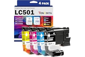 TONTINTA LC501 LC5014PK Compatible Ink Cartridges Standard Capacity for MFC-J1260W MFC-J1360DW MFC-J1410DW Printers (4 Colors