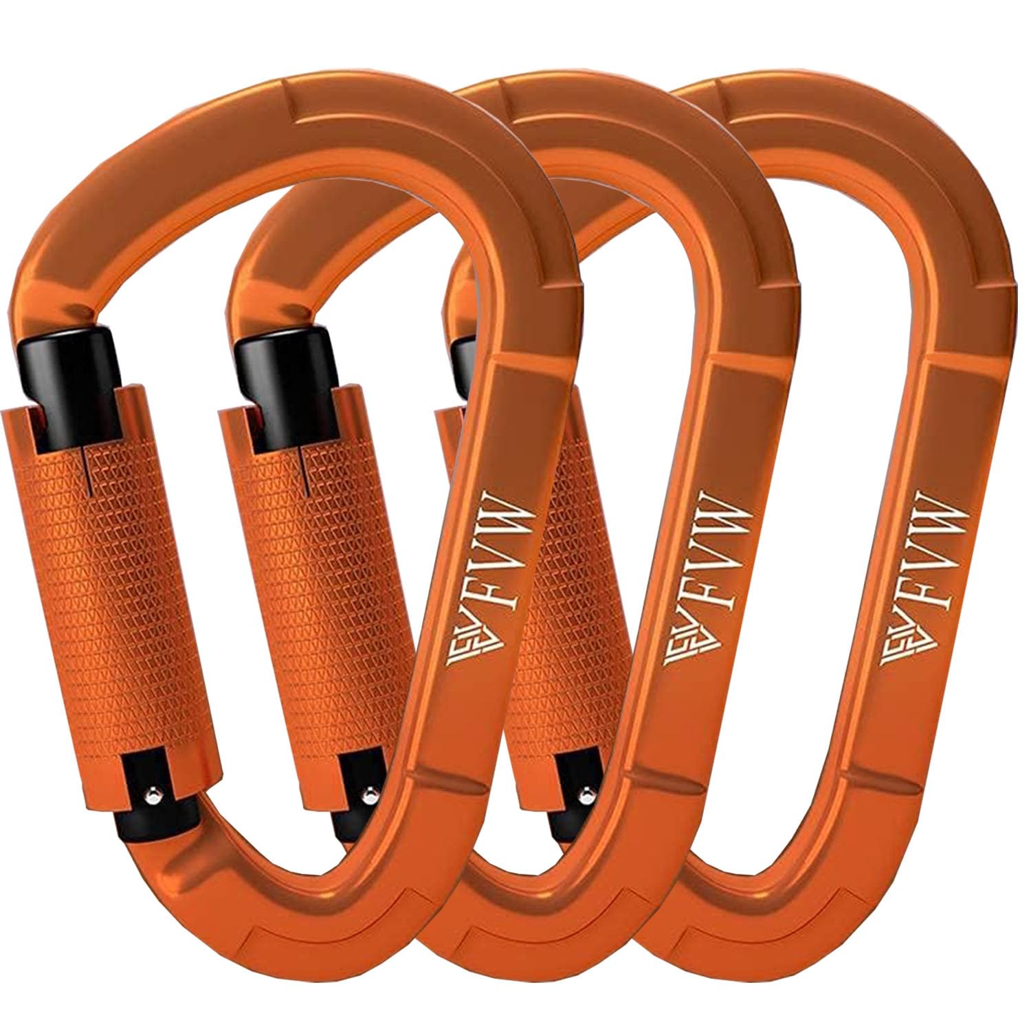 Carabiner Climbing Equipment, Pack of 3 UIAA Certified 25 KN Auto Locking Climbing Clips for Hammocks, Swing, Locking Dog Lead and Harness, Camping, Hiking & Utility (Orange)