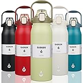 BJPKPK Insulated Water Bottles with Straw, 57 oz Sports Water Bottle with One-handed Opening Lid, BPA Free Leakproof Easy Carry Jugs, Flasks for Gym Sports Outdoors,Light Green