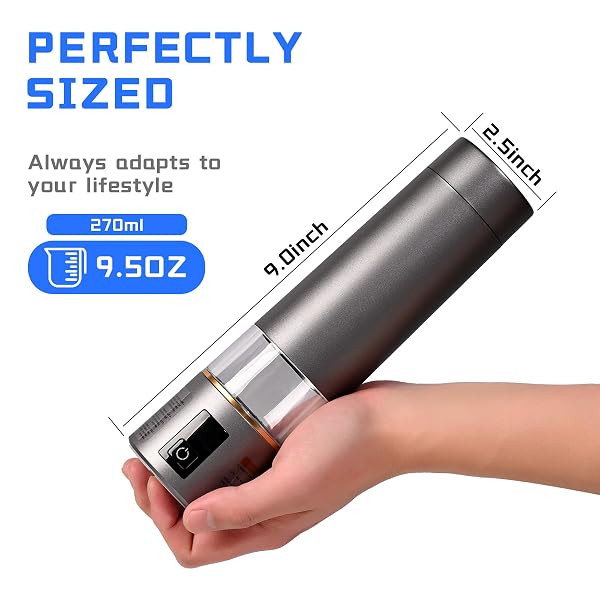 HYDROGEN WATER BOTTLE, H2 CERTIFIED SPE/PEM TECHNOLOGY, UP TO 6000 PPB, 12-HOUR HYDROGEN RETENTION, 270ML PORTABLE HYDROGEN WATER BOTTLE, SUITABLE FOR HOME, OFFICE, GYM, TRAVEL, OUTDOOR SPORTS