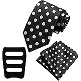 LHXzizizi Polka Dot Ties for Men Classic Mens Neck Tie and Pocket Square Combo with Holder for Wedding Party Business Formal