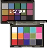 UCANBE Halloween Makeup Palette, 15 Colors Matte Black White Red Blue Green Purple Pink Eye Shadow, High Pigmented Blendable Bright &amp; Dark Shade Pallet for Cosplay SFX Costume Stage Parties