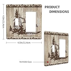 Rustic Wood Bear Forest 2 Gang Single Toggle Rocker