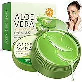 Aloe Vera Under Eye Patches, 60 Pcs (30 Pairs) Cooling Gel Eye Masks for Dark Circles, Puffy Eyes & Wrinkles with Pure Aloe E