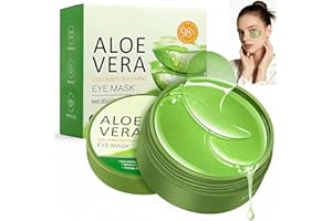 Aloe Vera Under Eye Patches, 60 Pcs (30 Pairs) Cooling Gel Eye Masks for Dark Circles, Puffy Eyes & Wrinkles with Pure Aloe E