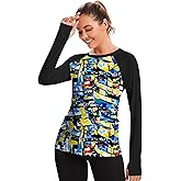 AKEWEI Womens Rash Guard UPF 50+ SPF UV Long Sleeve Sun Protection Shirts Swim Tops with Thumb Hole