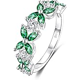 LEXLUNE Birth Flower Ring For Women, Sterling S925 Silver Birthstone Ring For Mother Daughter, Dainty Daisy Flower Ring