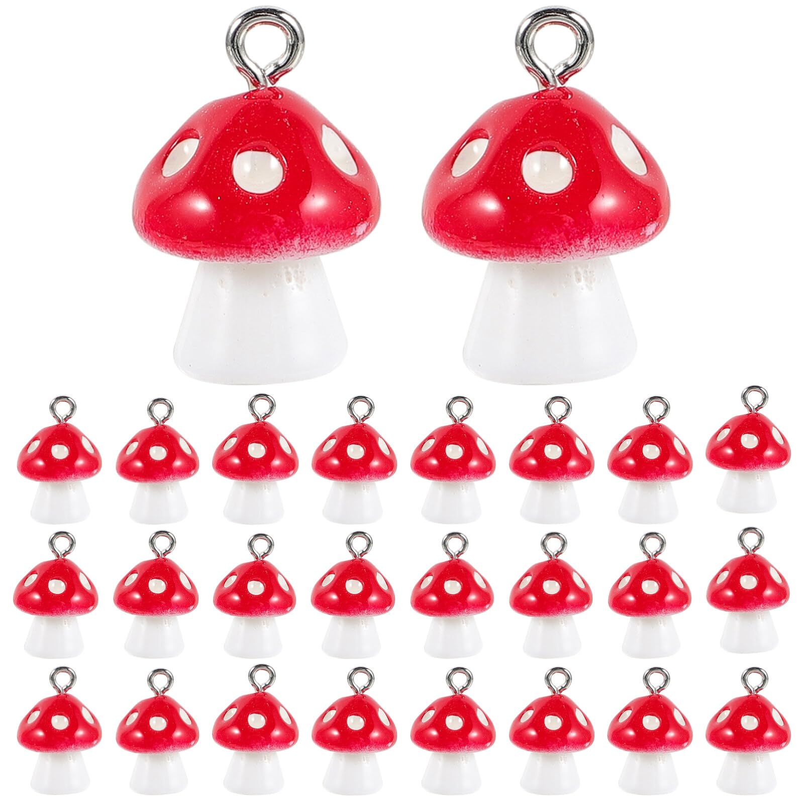 Milisten 30pcs Resin Jewelry Charm Pendants Ornament Mushroom Pendants Crafts Jewelry Making Accessories for DIY Earrings Necklace Red