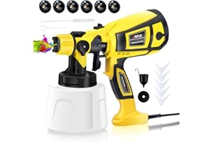 UINCLU Paint Sprayer, 750W Spray Gun with 1400ML Container, 6 Brass Nozzles and 3 Patterns, Spray Smooth, Easy to Clean, Idea for Furniture, Cabinets, Fence, Walls, Door, Garden Chairs ect