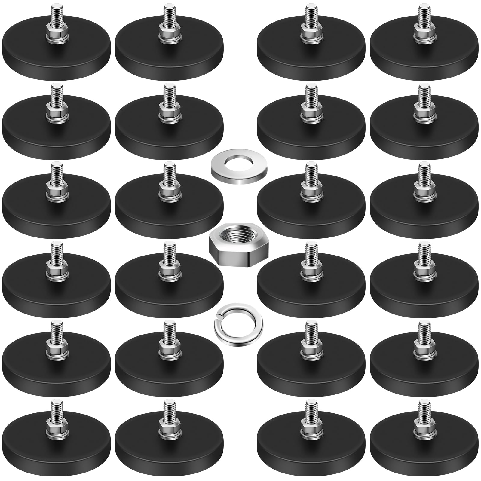 Photo 1 of 24Pack Rubber Coated Magnets, 30LBS Rubber Coated Neodymium Magnets with M5 Magnetic Assembly Base for Light Bar Mirror Camera Tool(1.69 Inch) ", since the Item received has an M5 thread.