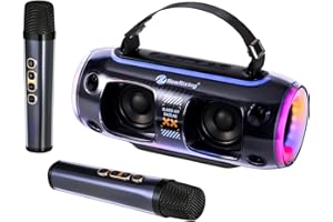 SUNYIN Karaoke Machine 30W Portable Bluetooth Speaker with 2 Wireless Microphones Outdoor Rechargeable Karaoke Machine for Kid and Adult Party Multiple LED Light Mode Support TWS/Radio/AUX/REC