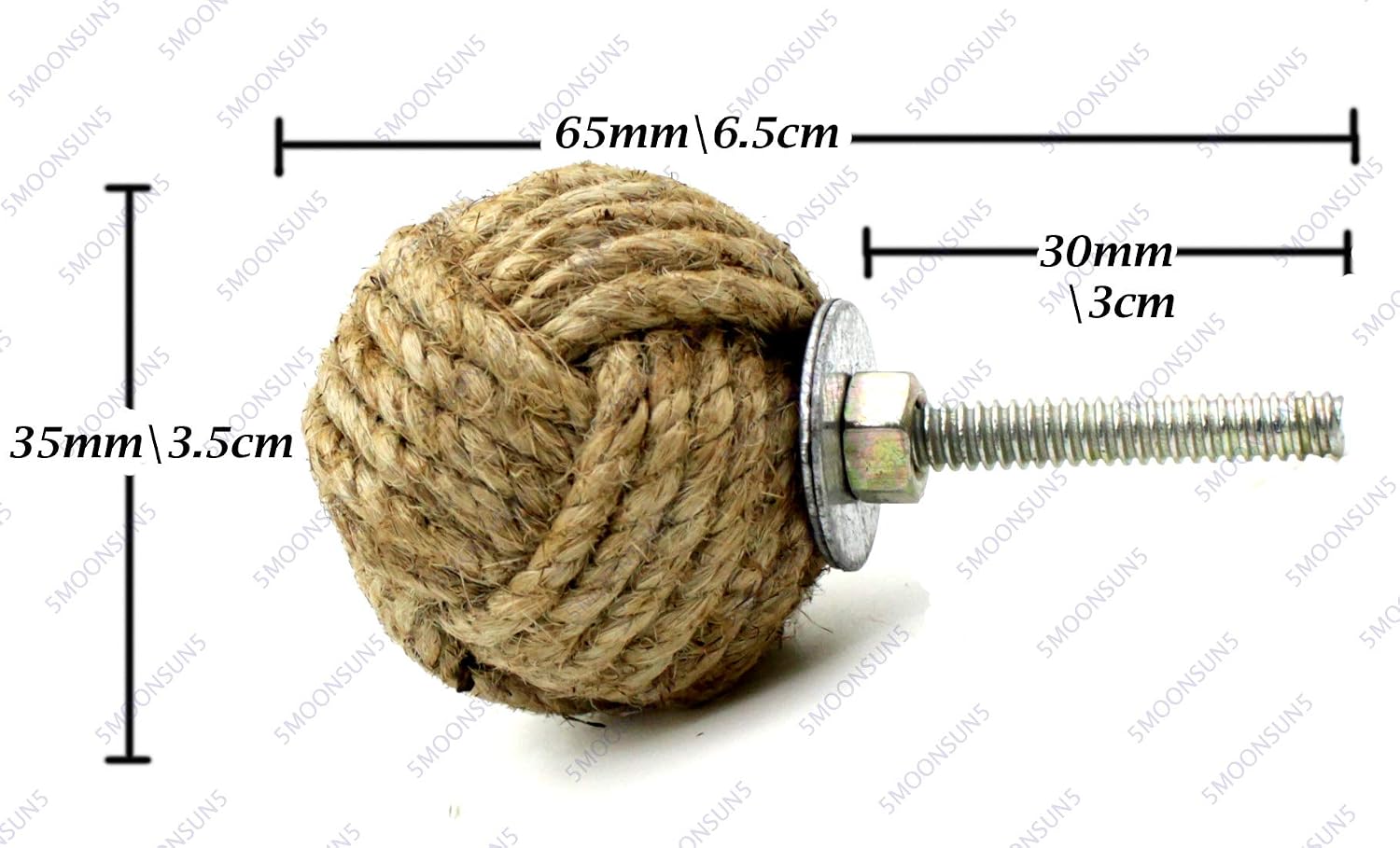 Maximus International's Jute Rope Door Knobs/Rope Knot Drawer Pulls and Knobs/Pull and Push Handle Knobs for Cabinets Wardrobes & Cupboards/Nautical Hardware Decor - Image 3