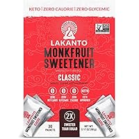 Lakanto Classic Monk Fruit Sweetener Packets - White Sugar Replacement, Zero Net Carbs, Zero Glycemic, Zero Calorie, Sweeten