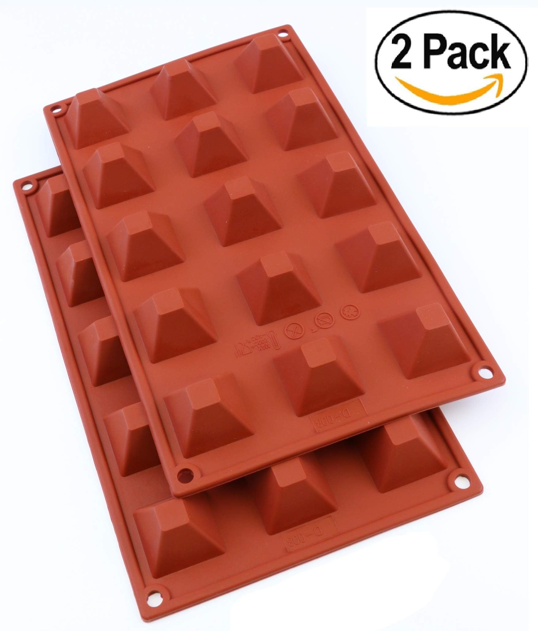 Oggibox 15-Cavity Silicone Mini Pyramid shape silicone mold for Soap, Cake, Bread, Cornbread, Muffin, Brownie, Cupcake, Cheesecake, and More (Mini x 2)