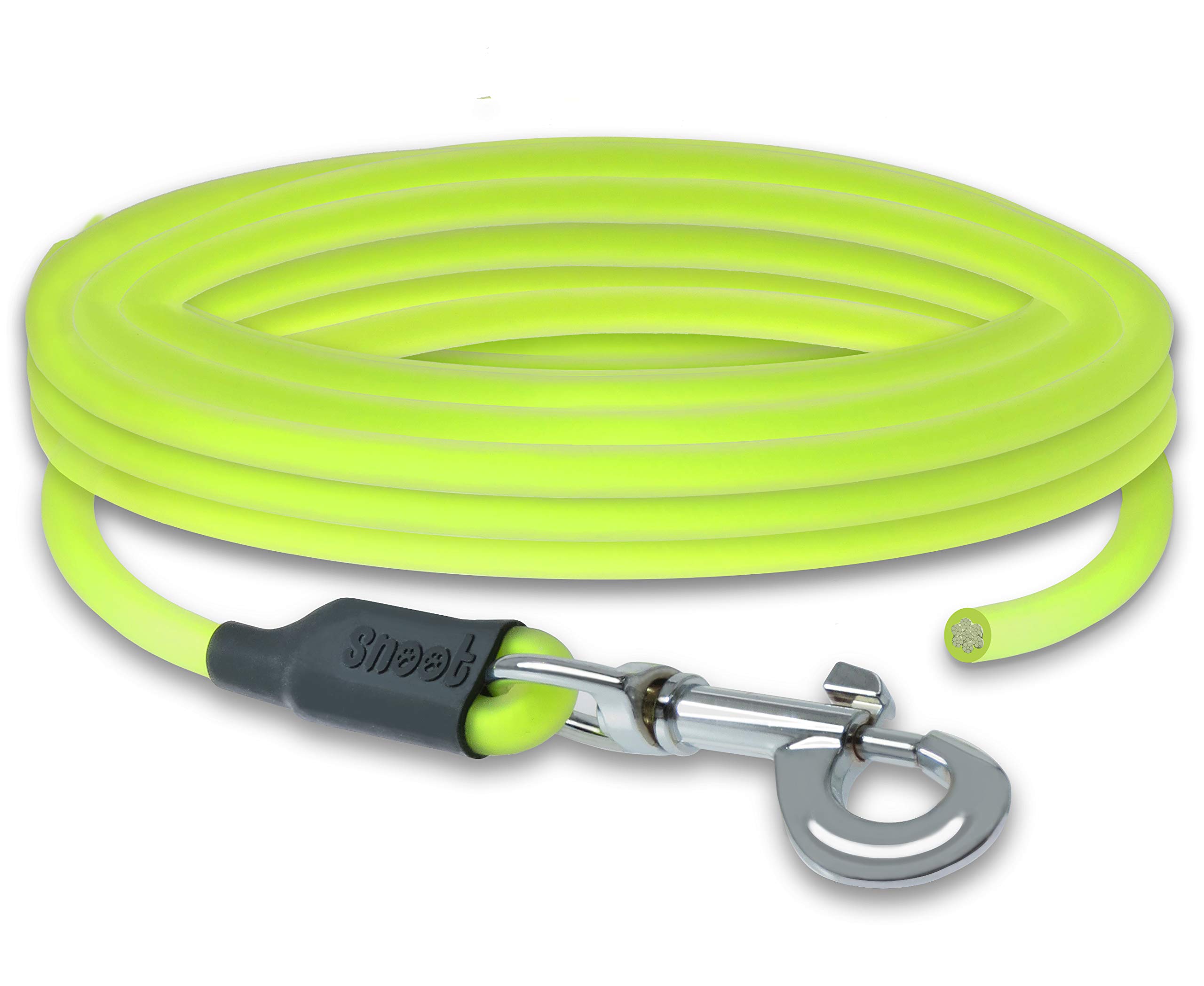 10m Round Dog Leash - Neon Yellow Training Leash, Very Sturdy, Dirt and Water Repellent