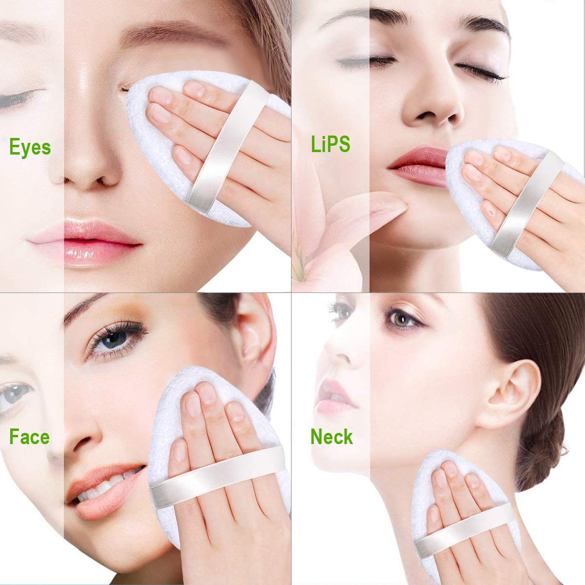 Reusable Cotton Pads 4Packs,Makeup Remover Washable Bamboo Cosmetic Pad with Laundry Bag（White）