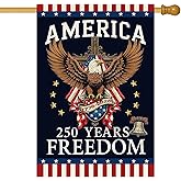 Baccessor America 250 Years Freedom House Flag 28x40 Inch Double Sided,250th Anniversary USA Patriotic 1776-2026 Banner Commemorative Outdoor Outside Decoration