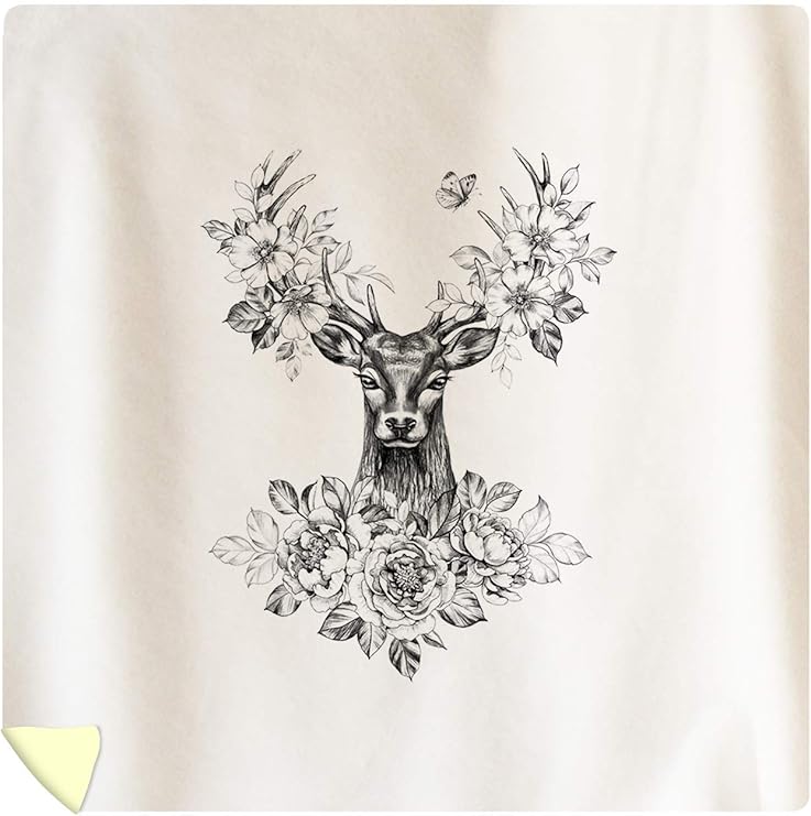 Amazon Com Lantern Press Deer With Flowers Butterfly Pencil Drawing A 9008406 88x88 Queen Microfiber Duvet Cover Posters Prints