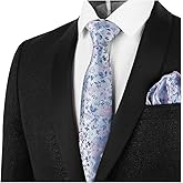 Alizeal Mens 3.15inches Light Color Rustic Tie with Flower Printed Handkerchief