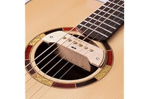 SDYQD Acoustic Guitar Pickup, JC-A2 Hum-canceling Soundhole Pickup, Acoustic Guitar Dual System Pickup Kit with Microphone Rechargeable Magnetic Humbucker for Acoustic Guitar