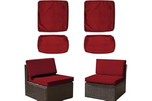 SERHIRST Outdoor Patio Cushion Covers Replacement, Waterproof Furniture Cushion Slipcovers with Zipper, Fit for Wicker Rattan Sectional Couch Chair Furniture Set (4, Red)