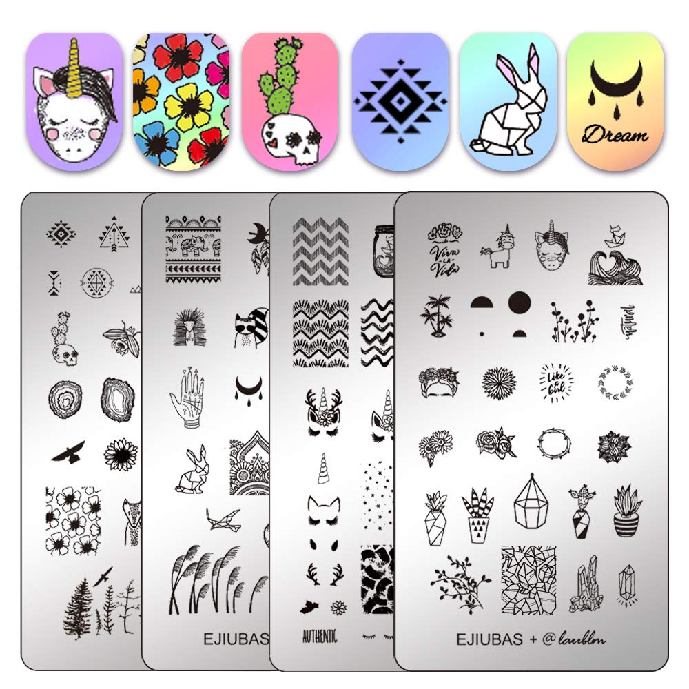 Ejiubas Stamping Plates amazon com ejiubas stamping plates double sided nail stamp plates nail art stamping kits image plates for nails design laublm beauty