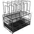 BLU MONACO Black Workspace Desk organizers and Storage and Accessories Desktop Rack with File Organizer, File sorters and Drawer