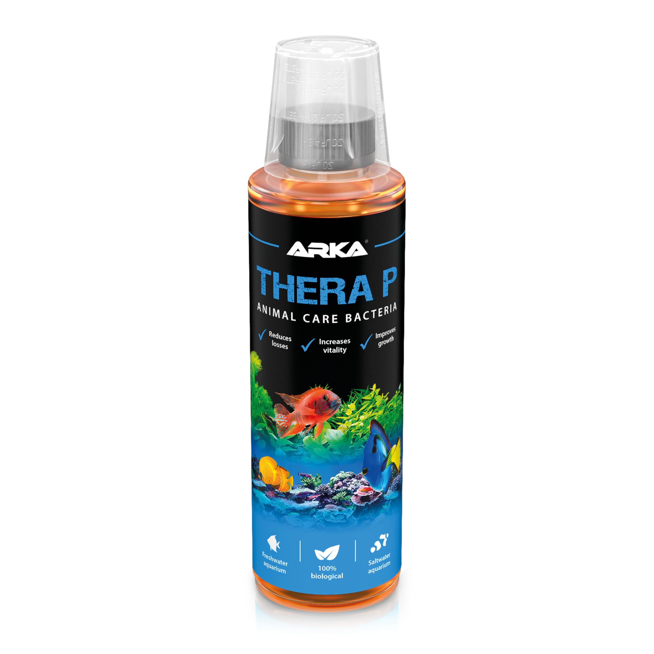 Fish care aquarium – ARKA TheraP 236 ml – boosts immune system & reduces stress – promotes spawning & vibrant colours – 100% natural probiotic formula – for freshwater & marine tanks – biological