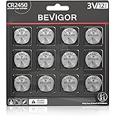 BEVIGOR 2450 Battery Compatible with AirTag CR2450 Lithium 3V Coin Battery for Child Safety, Suitable for Key Fobs, Smart Sen