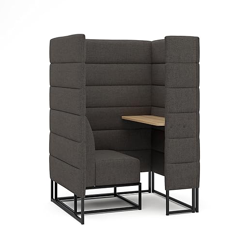 パーソナルブース ソファー 1人用 個別ブース デスク付き ファブリック 撥水加工 幅100 奥行86 高さ140cm グレー - 画像 1