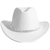 HUDANHUWEI Shiny Rhinestone Cowgirl Hat Bling Wide Brim Cowboy Hat Party