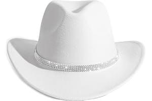 HUDANHUWEI Shiny Rhinestone Cowgirl Hat Bling Wide Brim Cowboy Hat Party