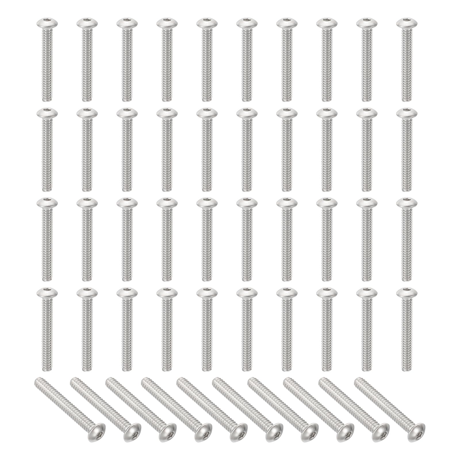 PATIKIL #6-32x1" Button Head Socket Cap Screws, 50 Pcs 304 Stainless Steel 18-8 Socket Cap Screw Bolts Allen Hex Drive Full Thread UNC