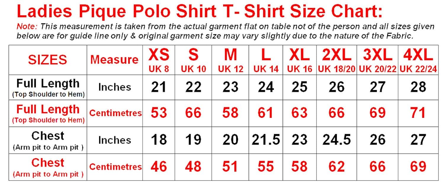 Ladies Polo Shirt Size Chart Prism Contractors & Engineers